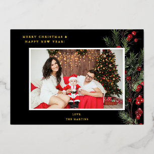 Holly Berry H Foto Urlaub oder Weihnachten - Schwa Folieneinladung