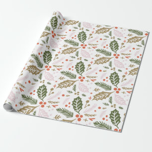 Holly Berry Hand Drawn farbenfrohe Muster Geschenkpapier