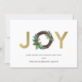 HOLLY BERRY JOY GOLD WREATH CHRISTMAS CORPORATE FEIERTAGSKARTE