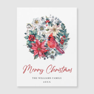 Holly Berry Kardinal Frohe Weihnachten Magnetkarte