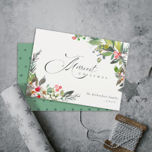 Holly Berry Kiefer Rot Grüner Fröhlichster Weihnac Feiertagskarte