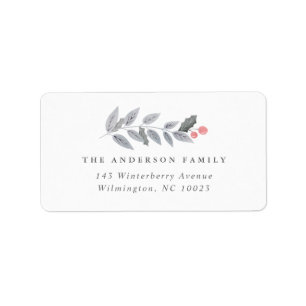 Holly Berry Leaf Branch Garland Weihnachten Adressaufkleber