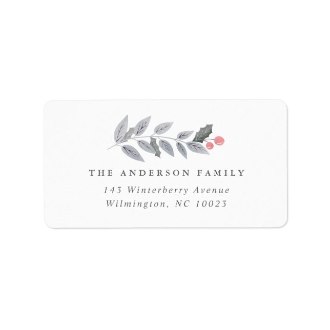 Holly Berry Leaf Branch Garland Weihnachten Adressaufkleber (Vorne)