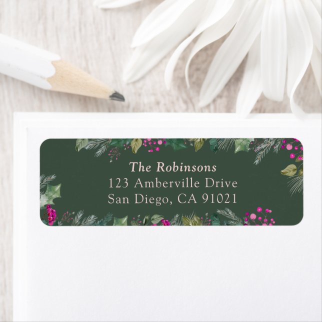 Holly Berry Mistletoe Christmas Address Labels (Insitu)