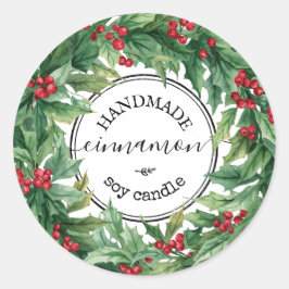 Holly Berry mistletoe Script Product Label Runder Aufkleber