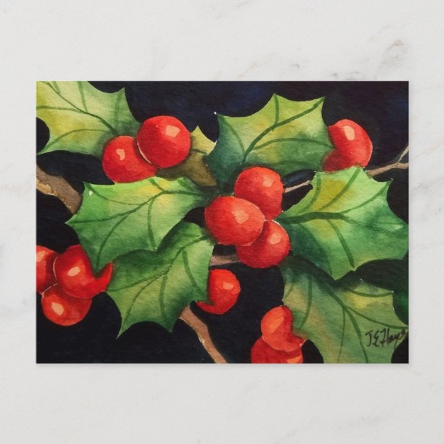 Holly Berry Night Postkarte (Vorderseite)