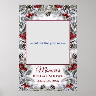 Holly Berry Pine Rustic Brautparty Foto Prop Poster