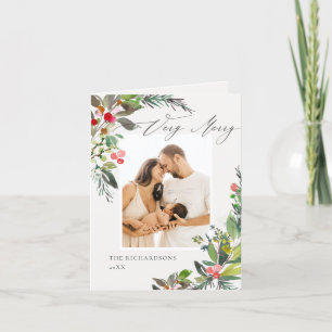 Holly Berry Pine Sehr Frohe Weihnachten Foto Rahme