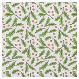 Holly Berry Sprig Pattern Stoff