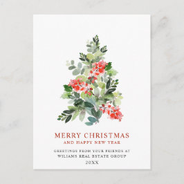 Holly Berry Tree Weihnachten Firmenfeiertag Postkarte