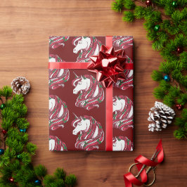 Holly Berry Unicorn Geschenkpapier