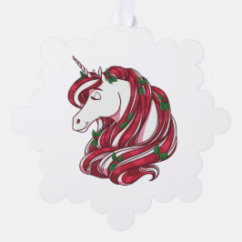 Holly Berry Unicorn Ornament Karte