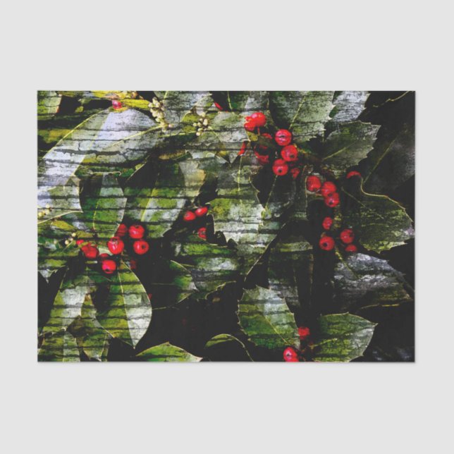 Holly Berry Vertical Tissue Paper Seidenpapier (Vorderseite)