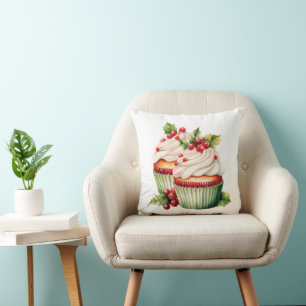 Holly Berry Weihnachts-Cupcake Kissen