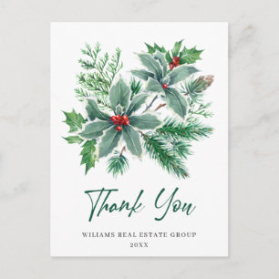 Holly Berry Weihnachtsfeiertag Vielen Dank Postkarte