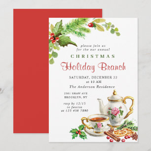 Holly Berry Weihnachtszweig Einladung
