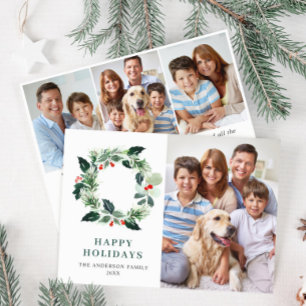 Holly Berry Wreath Christmas Gruß 4 FOTO Feiertagskarte