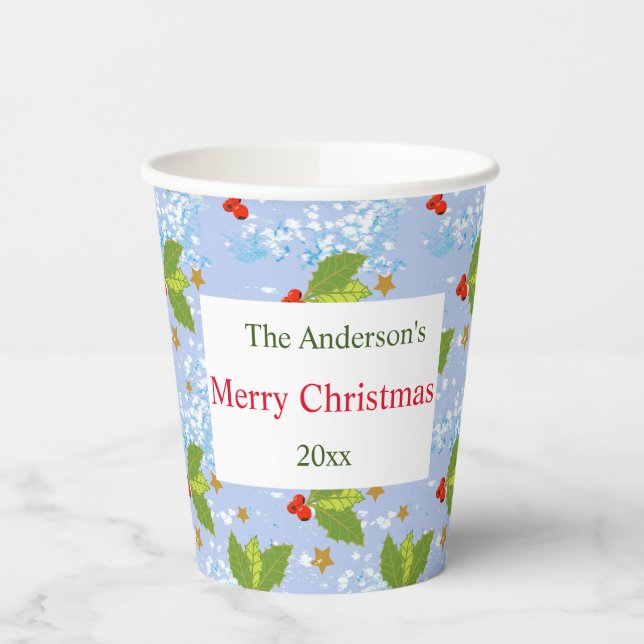 Holly Bery Muster Merry Christmas Paper Cup Pappbecher (Links)