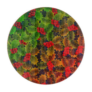 Holly Bery und Blätter glühend Winterherz Schneidebrett