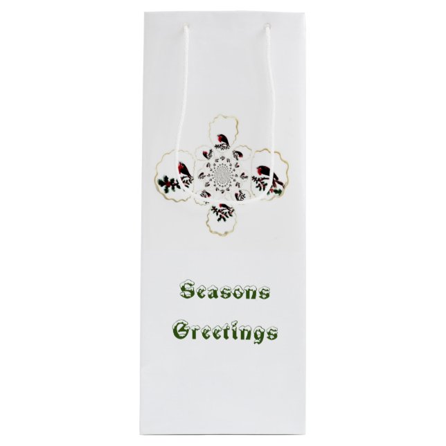 Holly Birds Robin Frohen Festtage Geschenktüte Für Weinflaschen (Vorderseite)