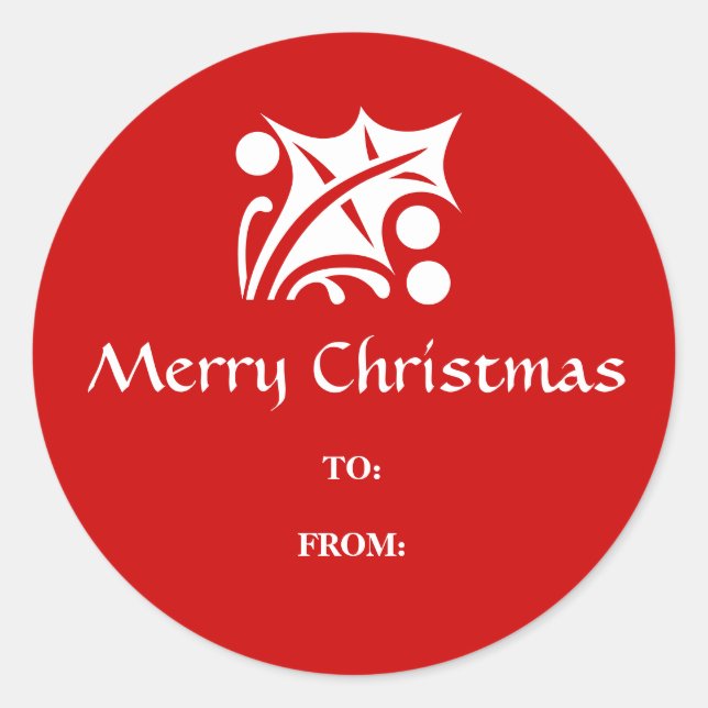 Holly Blatt und Beeren Frohe Weihnachtsgeschenke E Runder Aufkleber (Vorderseite)