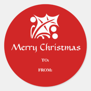 Holly Blatt und Beeren Frohe Weihnachtsgeschenke E Runder Aufkleber