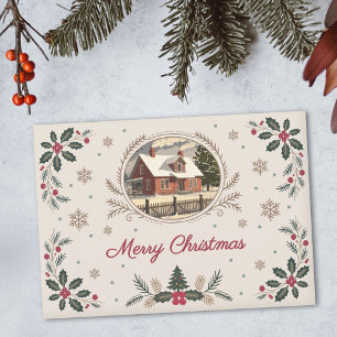 Holly Blätter & Berries - Vintag frohe Weihnachten