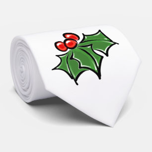 Holly-Blätter, Holly-Beeren, lustige botanische Fe Krawatte