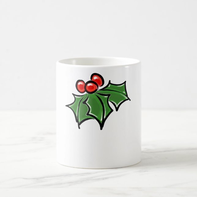 Holly-Blätter, Holly-Beeren, lustige botanische Fe Tasse (Mittel)