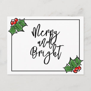 Holly-Blätter, Holly-Beeren, lustige Urlaubsmuster Postkarte