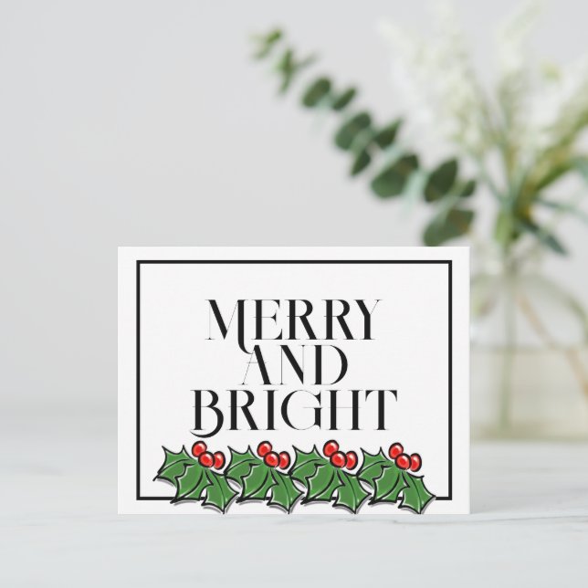 Holly-Blätter, Holly-Beeren, lustiger Urlaub Postk Postkarte (Stehend Vorderseite)