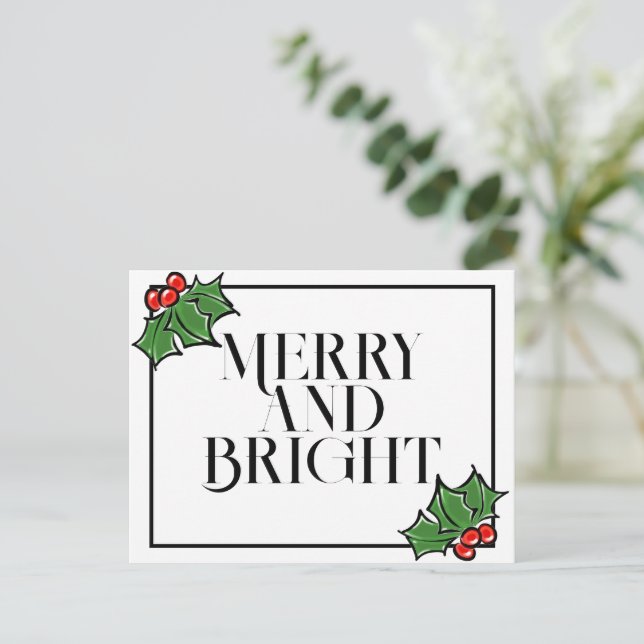 Holly-Blätter, Holly-Beeren, lustiger Urlaub Postk Postkarte (Stehend Vorderseite)