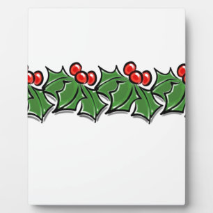Holly-Blätter, Holly-Beeren, Weihnachtskranz Fotoplatte