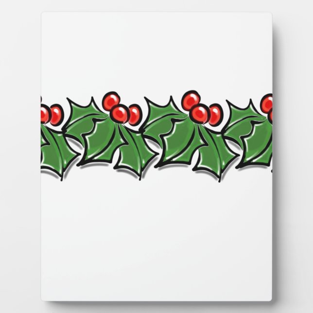 Holly-Blätter, Holly-Beeren, Weihnachtskranz Fotoplatte (Vorderseite)