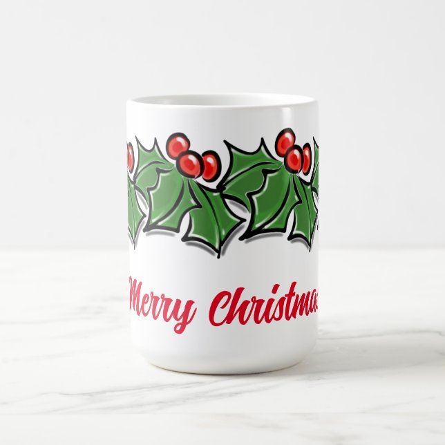Holly-Blätter, Holly-Beeren, Weihnachtskranz Kaffeetasse (Mittel)