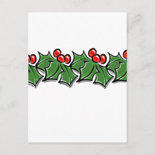 Holly-Blätter, Holly-Beeren, Weihnachtskranz Postkarte