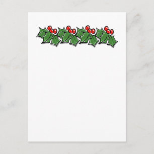Holly-Blätter, Holly-Beeren, Weihnachtskranz Postkarte