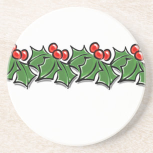Holly-Blätter, Holly-Beeren, Weihnachtskranz Untersetzer