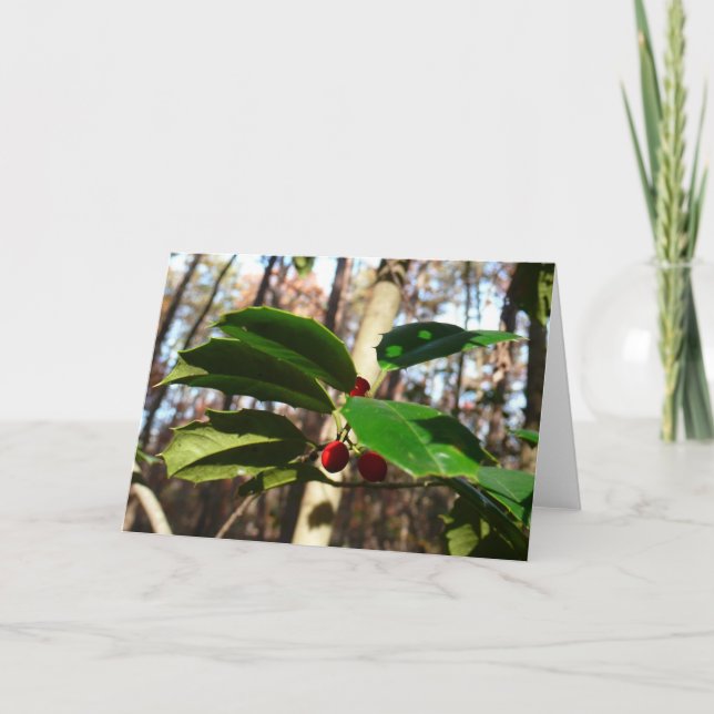 Holly Blätter I Holiday Botanical Feiertagskarte (Vorderseite)