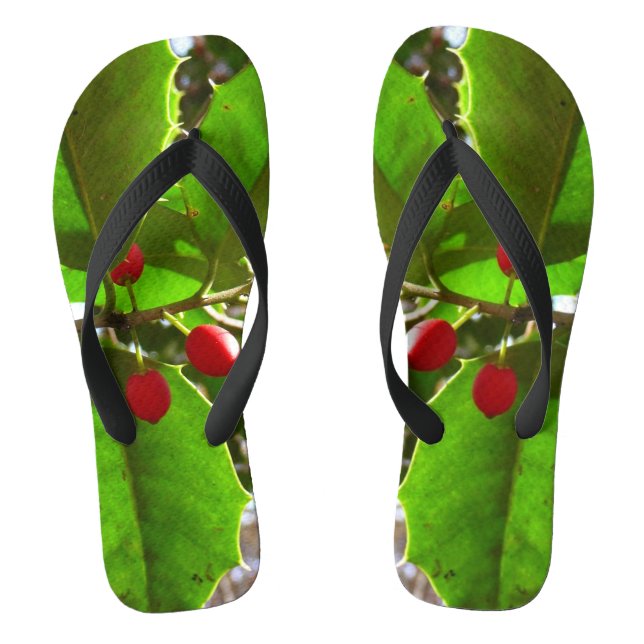 Holly Blätter II Holiday Nature Botanical Flip Flops (Fußbett)