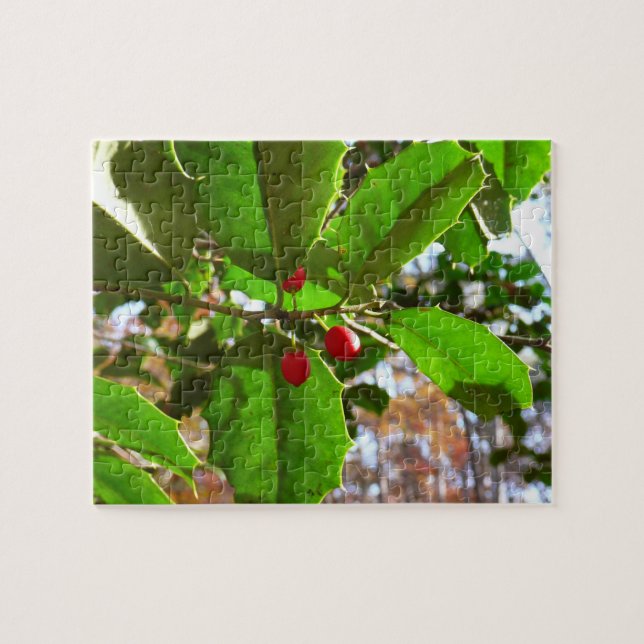 Holly Blätter II Holiday Nature Botanical Puzzle (Horizontal)