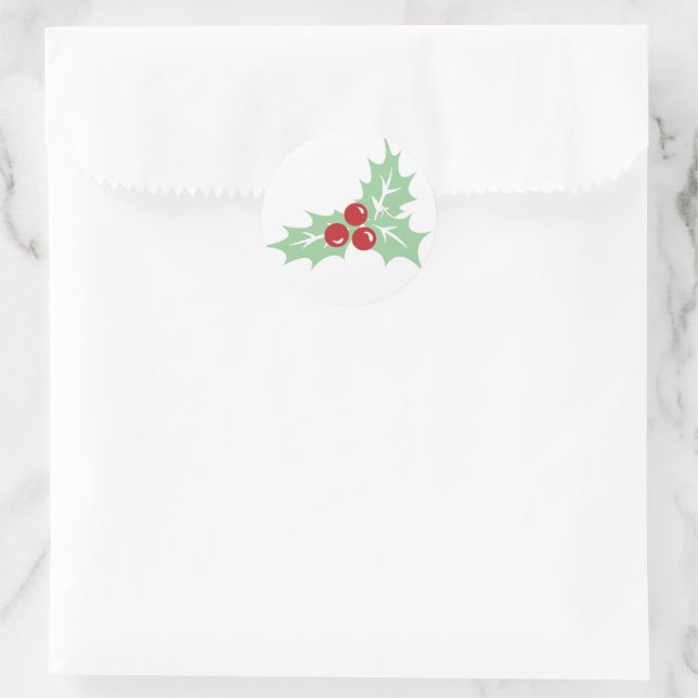 Holly Blätter und Berries Retro Weihnachtsaufklebe Runder Aufkleber (Tasche)