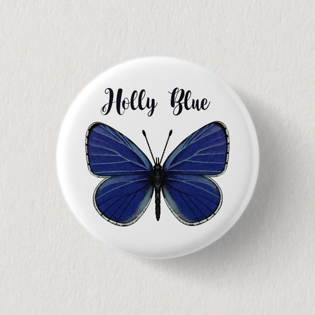 Holly Blue Butterfly Round Abzeichen Button (Vorderseite)