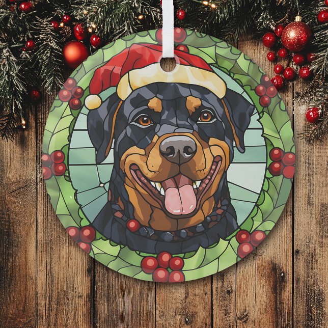 Holly Border Santa Rottweiler Dog Weihnachten Ornament Aus Glas (Von Creator hochgeladen)