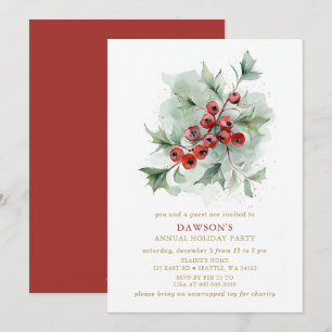 Holly Botanical Firmen-Weihnachtsfeier Einladung