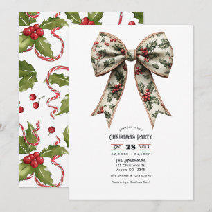 Holly Bow Holiday Weihnachtsfeier Einladung