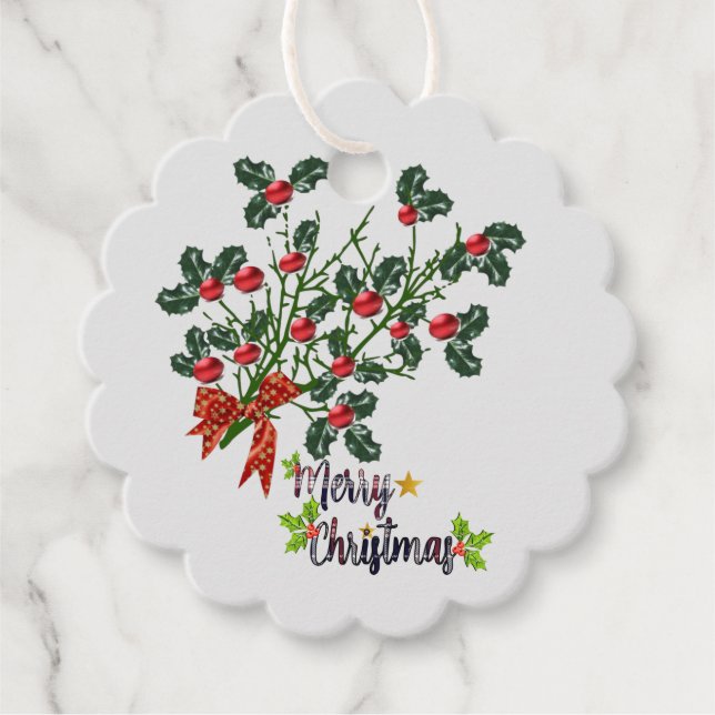 Holly Branch-Geschenk-Tag Geschenkanhänger (Vorderseite)