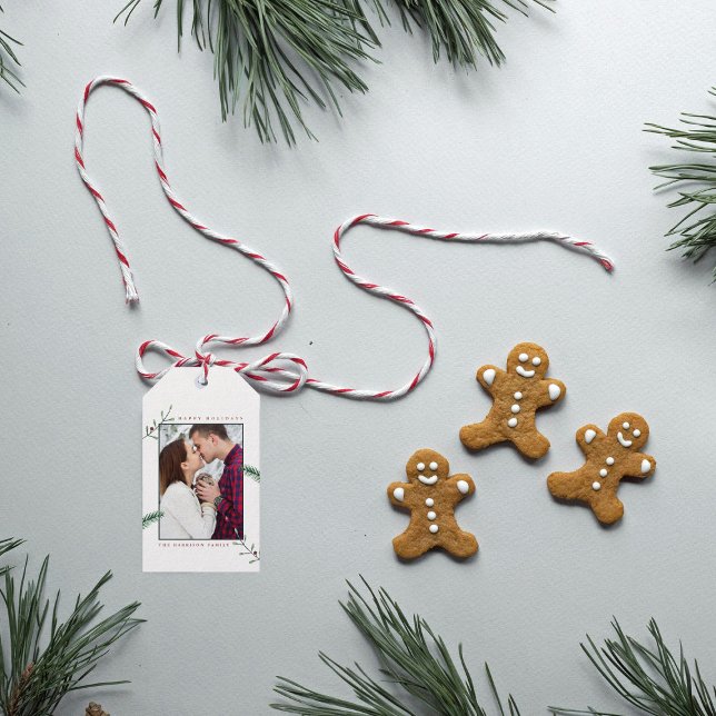 Holly Branches Foto Weihnachtsfeiertag Geschenkanhänger (Von Creator hochgeladen)