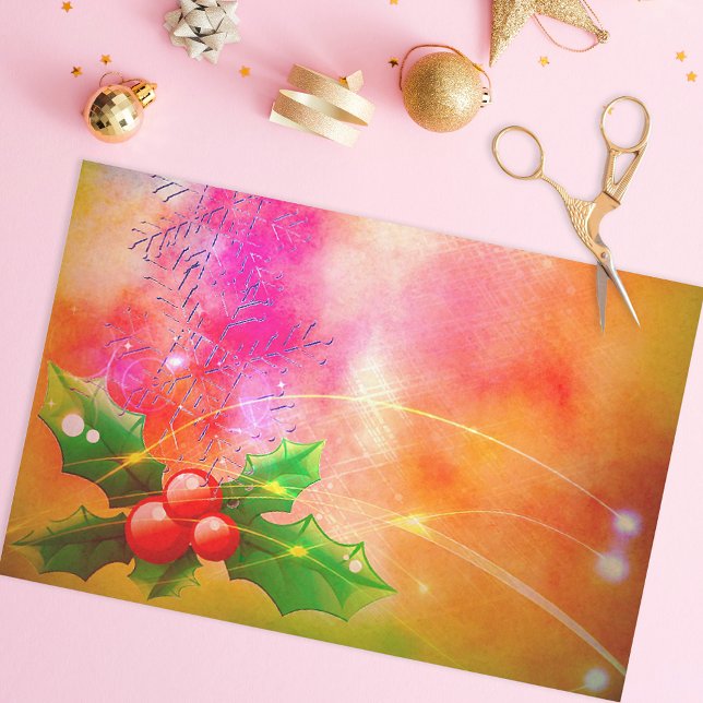 Holly Branches mit Red Berries Dreamy Weihnachten Seidenpapier (Von Creator hochgeladen)