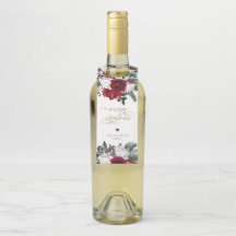 HOLLY Burgundy Gold Floral Frohe Weihnachten